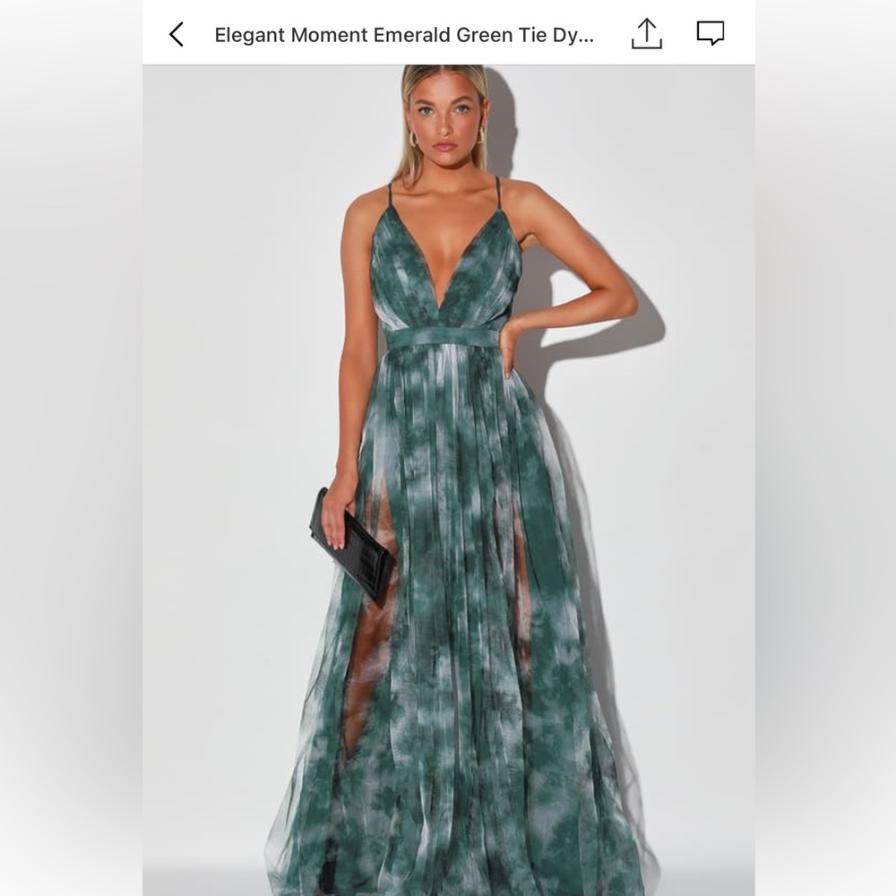 Green tie dye formal dress